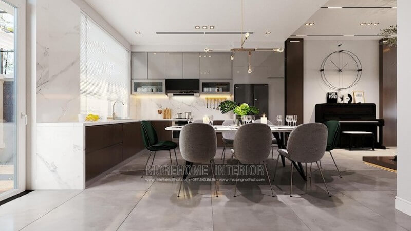Mẫu tủ bếp hiện đại sang trọng cho phòng bếp nhà biệt thự Tủ bếp biệt thự
