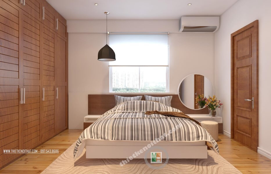 Mẫu thiết kế phòng ngủ biệt thự đẹp với đồ nội thất gỗ tự nhiên cao cấp mang đến không gian phòng ngủ sang trọng và tiện nghi Mẫu nội thất chung cư đẹp