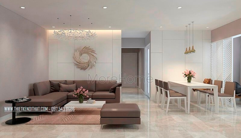 Thiết kế nội thất phòng khách chung cư đẹp hiện đại với các tone màu đơn giản, đồ nội thất thiết kế tối giản Mẫu nội thất chung cư đẹp