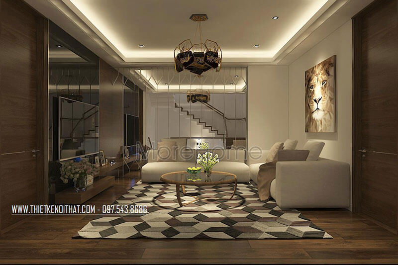 Phòng khách tầng 2 gia chủ lựa chọn tông màu kem sáng từ nội thất tạo sự tươi mới, thư giãn cho không gian tiếp khách cũng như nghỉ chân tiện nghi. Xem ngay các mẫu kế phòng khách đẹp đẳng cấp