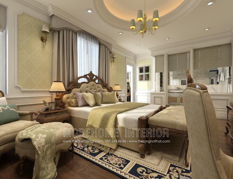 Giường ngủ chung cư tân cổ điển Giường ngủ chung cư tân cổ điển