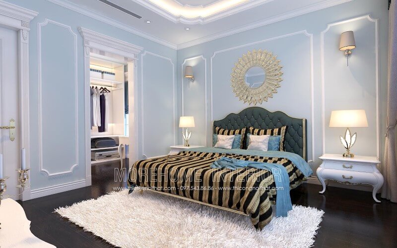 Giường ngủ chung cư tân cổ điển Giường ngủ chung cư tân cổ điển