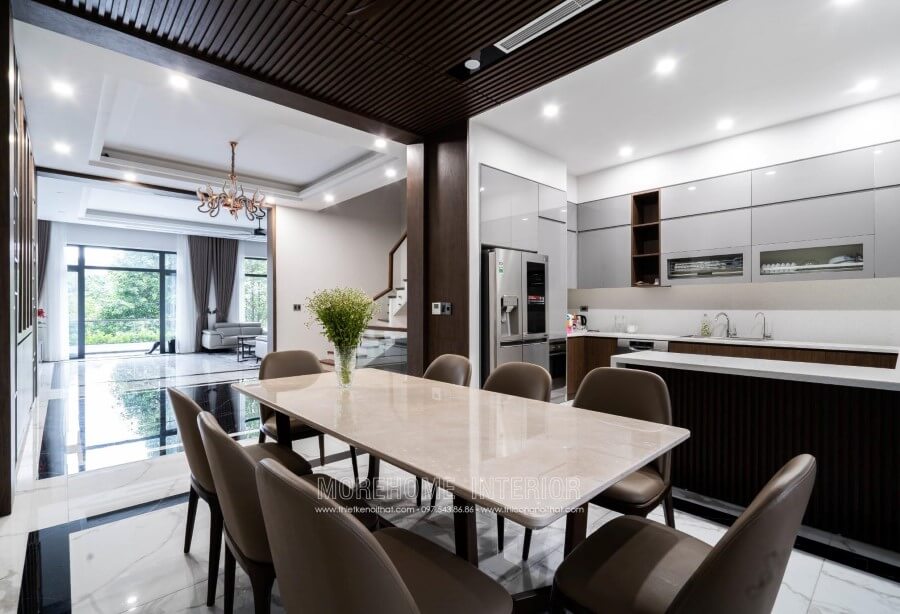 Chất liệu gỗ công nghiệp MDF cao cấp được sử dụng cho nội thất phòng bếp hiện đại tinh tế Thiết kế phòng bếp, tủ bếp đẹp
