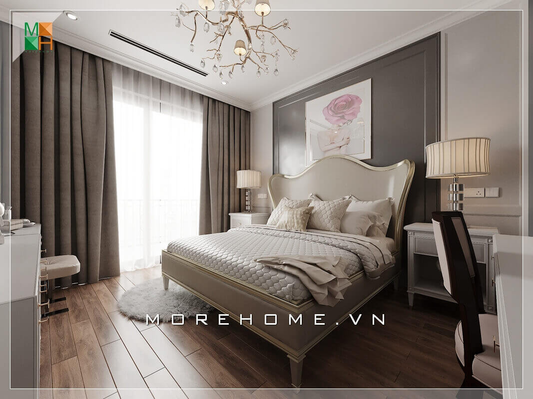 Ấn tượng với mẫu thiết kế nội thất phòng ngủ tân cổ điển đẹp, sang trọng cho chung cư, nhà phố.