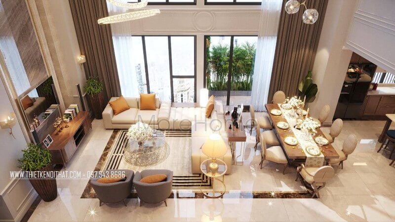 Phòng ảnh được thiết kế liên kết trực tiếp với nội thất phòng khách tạo sự thông thoáng cho căn chung cư