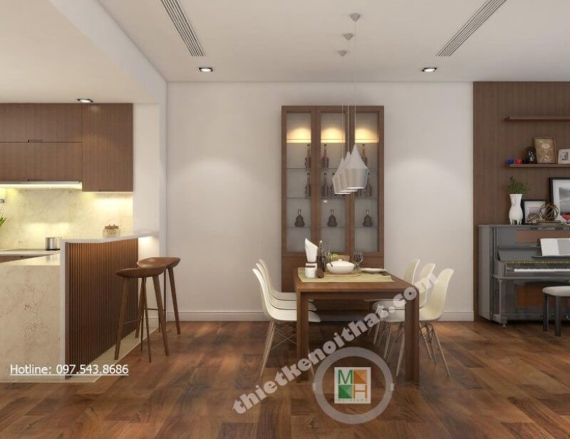 Trang trí nội thất phòng ăn chung cư phong cách trẻ trung đầy ấn tượng