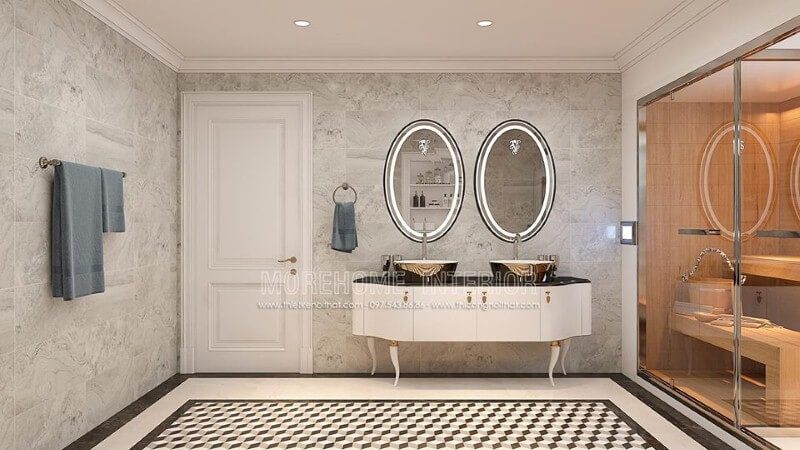Trang trí phòng tắm ấn tượng với gương đèn led hắt sáng hình elip cao cấp.