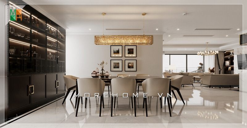 Mẫu thiết kế phòng ăn biệt thự, nhà phố, chung cư sang trọng và tiện nghi hiện đại.