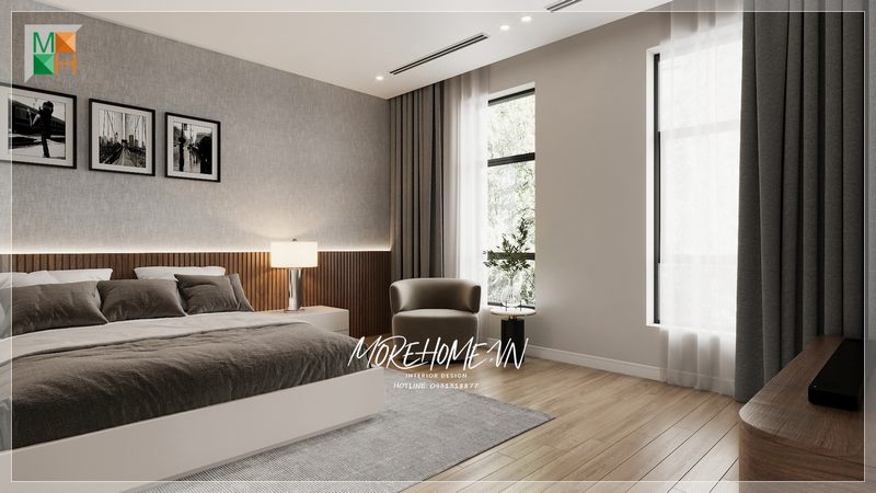 Ghế sofa trong phòng ngủ với gam màu trầm sẽ góp phần tạo nên sự hài hòa và làm nổi bật không gian của căn phòng của mọi gia đình.